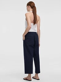 Wide-Leg High-Rise Cropped Poplin Pant