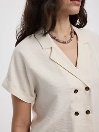 Chemise satinée à manches courtes