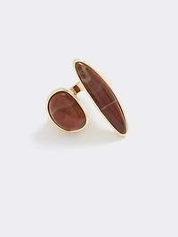 Bague ouverte avec deux pierres en résine