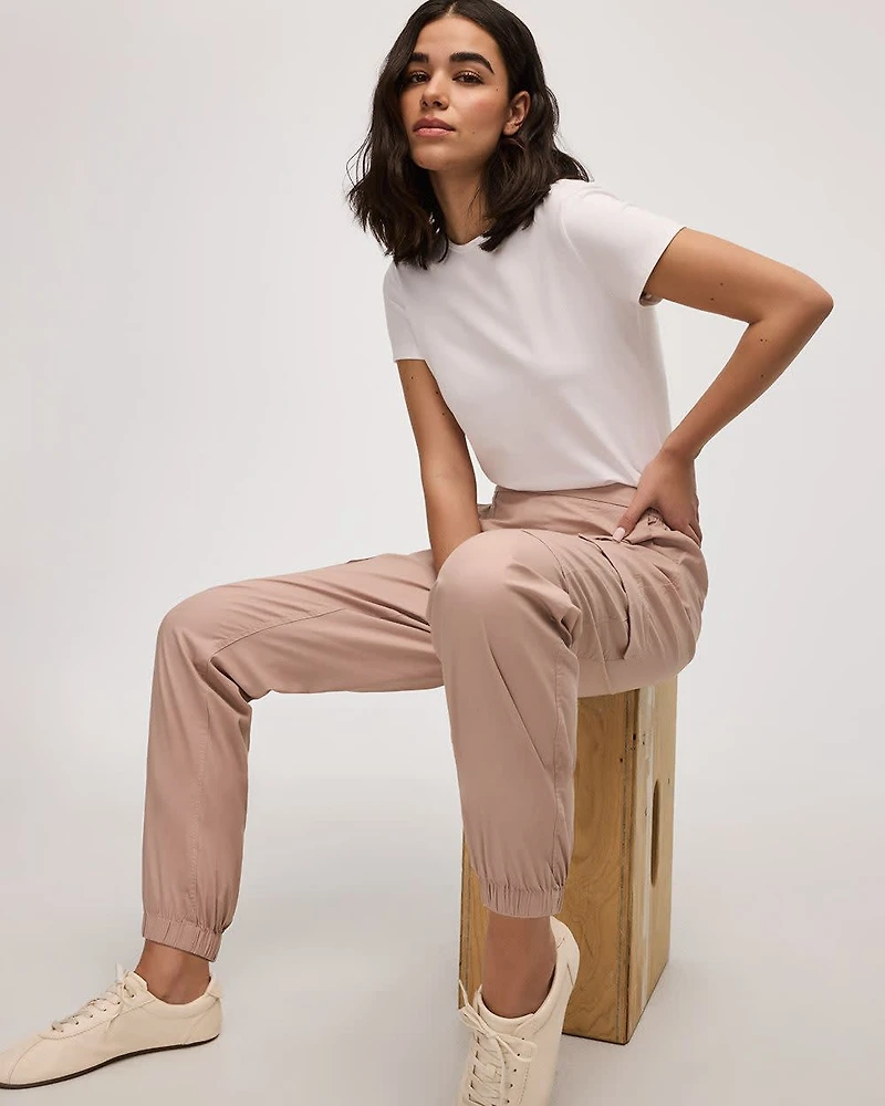 Pantalon jogger en popeline avec poches cargo - Long