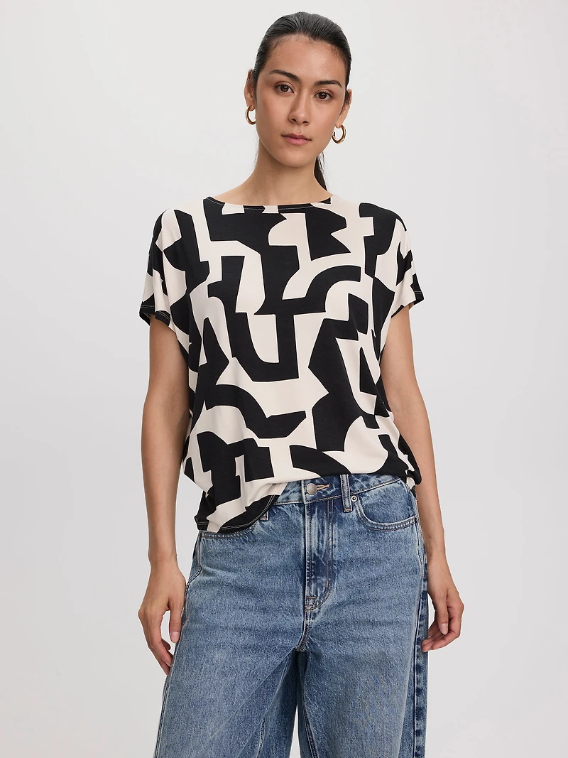 T-shirt à manches courtes dolman et col bateau