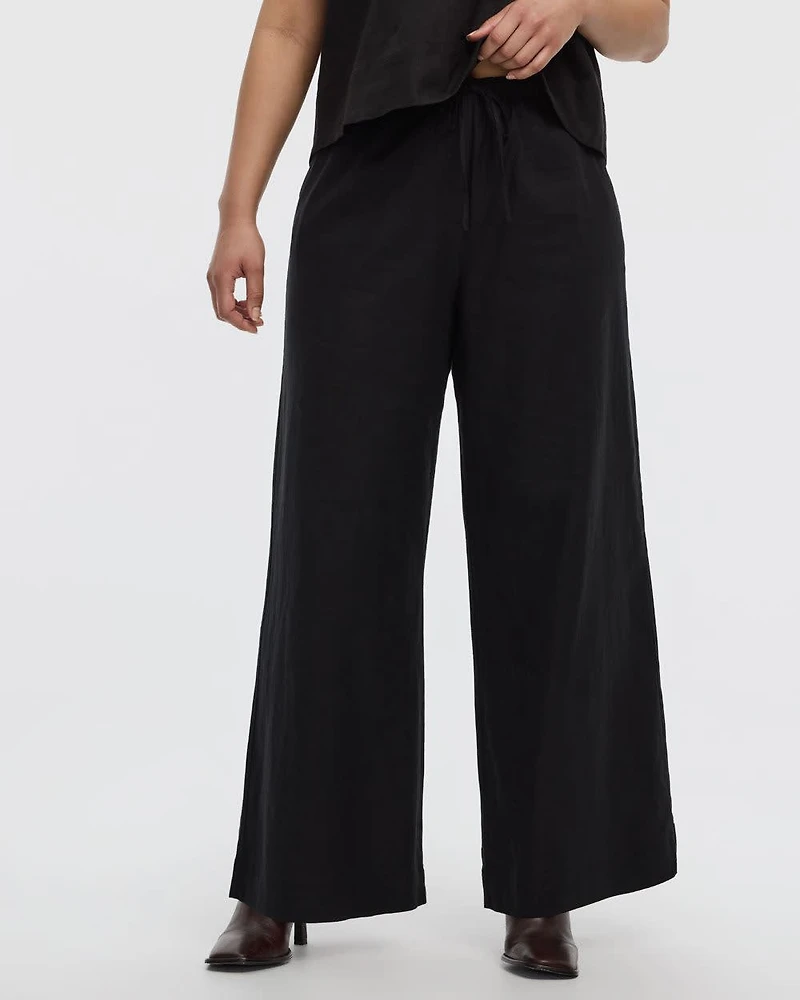 Wide-Leg Linen-Blend Pant