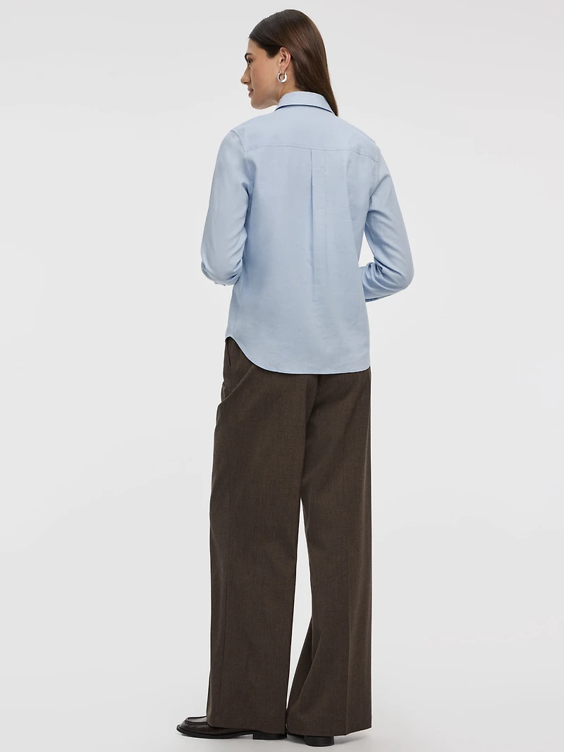 Chemise en mélange de lin à manches longues