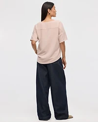 Short-Sleeve Crew-Neck T-Shirt Blouse