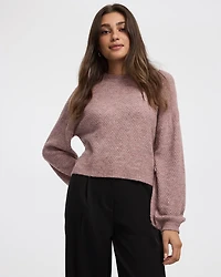 Pull en mailles de fantaisie à manches longues et col montant