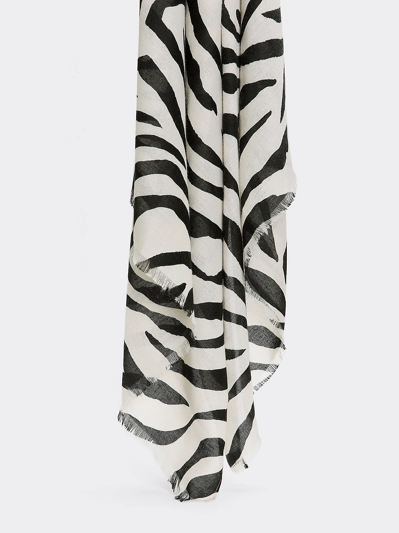 Zebra-Print Oblong Scarf