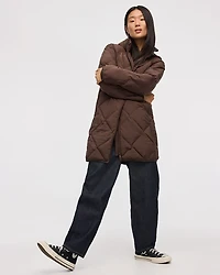 Manteau long à capuchon matelassé