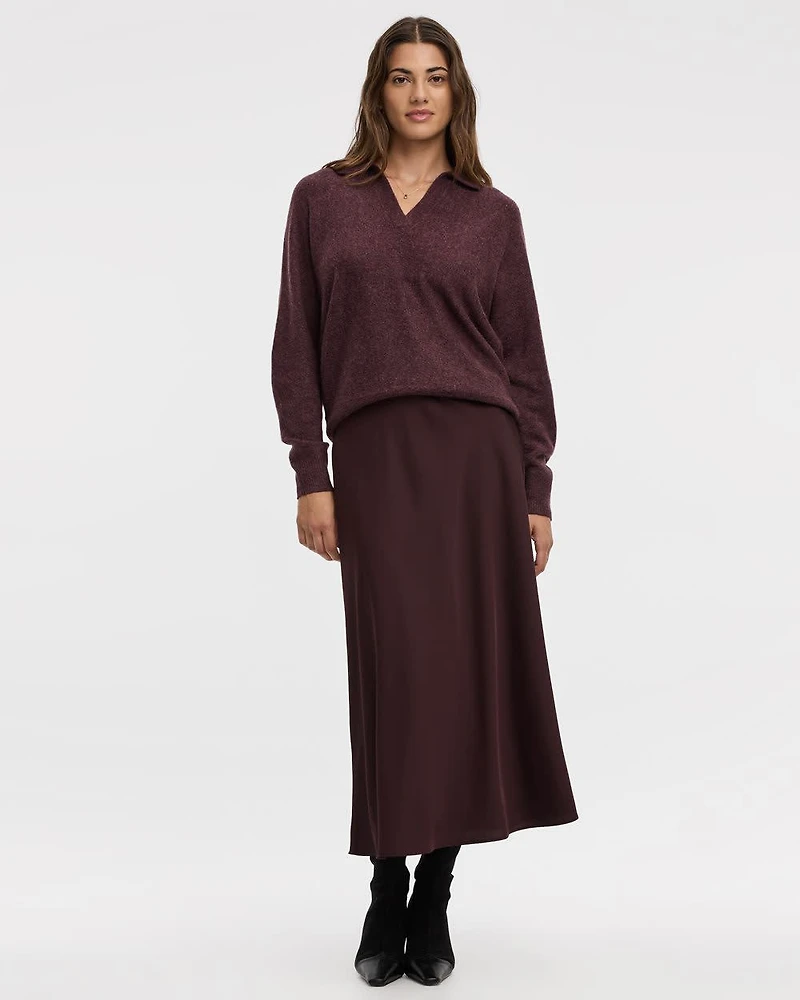 Satin A-Line Midi Skirt