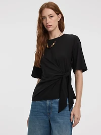 T-shirt à col rond avec noeud