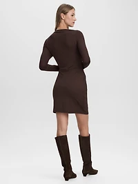 Long-Sleeve Bodycon Mini Dress with Side Shirrings