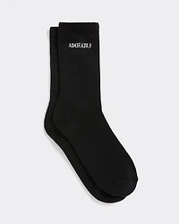 Ribbed Socks with Word at Hem