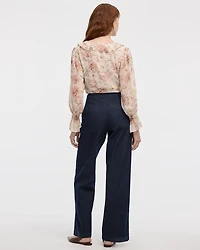 Wide-Leg Mid-Rise Denim Trousers