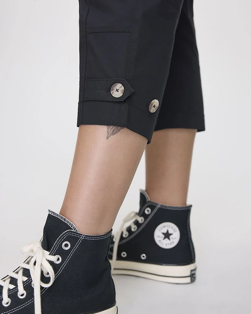 Straight-Leg High-Rise Poplin Capri Pant