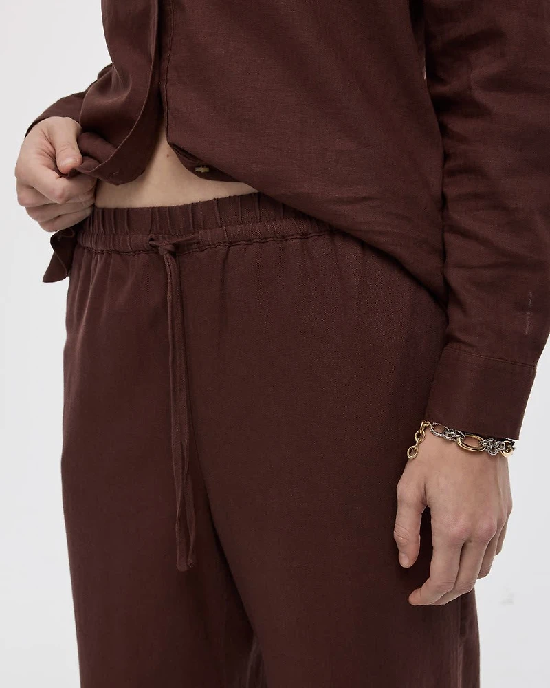 Wide-Leg High-Rise Linen Blend Pant