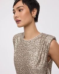 Haut à paillettes manches très courtes et col rond