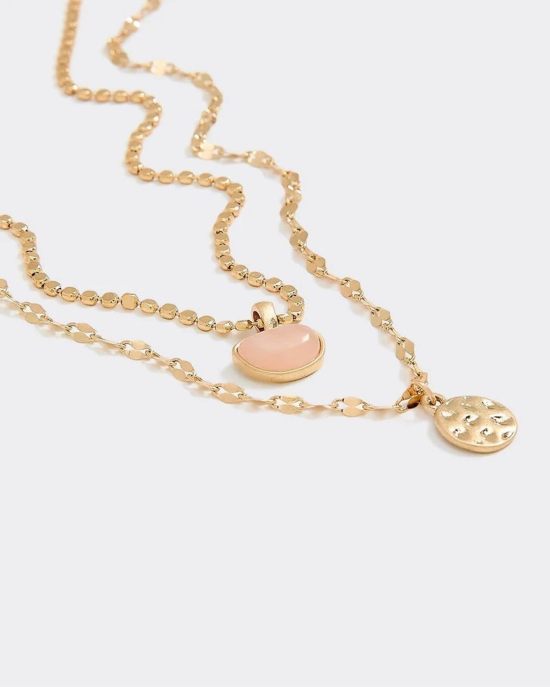 Two-Chain Short Necklace with Pendants