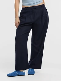 Linen-Blend Straight-Leg High-Rise Pant - Curvy Fit