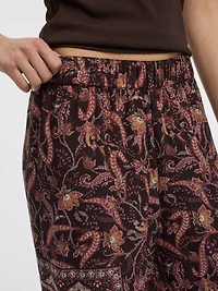 Pantalon à enfiler jambe large et taille haute