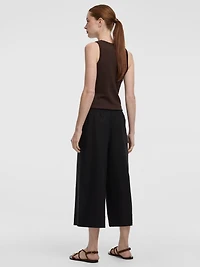 Cropped Wide-Leg Linen-Blend Pant