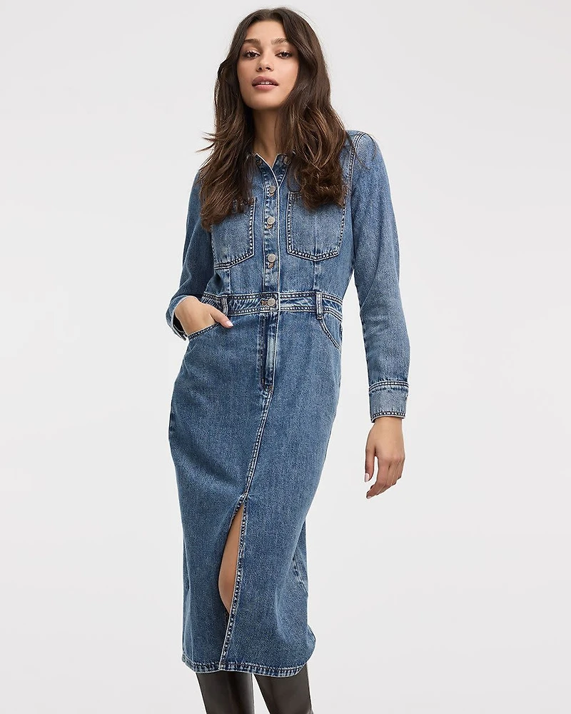 Midi Shirt Denim Dress