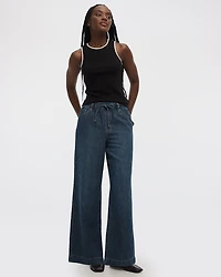 Wide-Leg Mid-Rise Jean with Drawstring