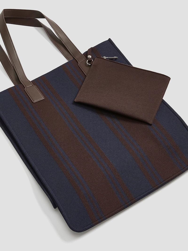 Sac fourre-tout rayé en maille tissée