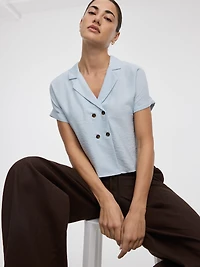 Satiny Short-Sleeve Shirt