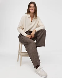 Pantalon carreauté à jambe large et taille haute