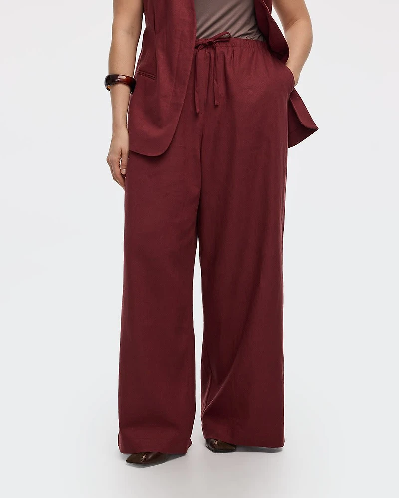 Wide-Leg Linen-Blend Pant
