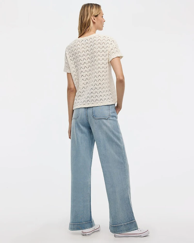 T-shirt crocheté à col rond