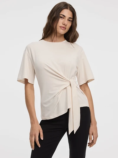 T-shirt à col rond avec noeud