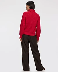 Long-Balloon-Sleeve Mock-Neck Sweater