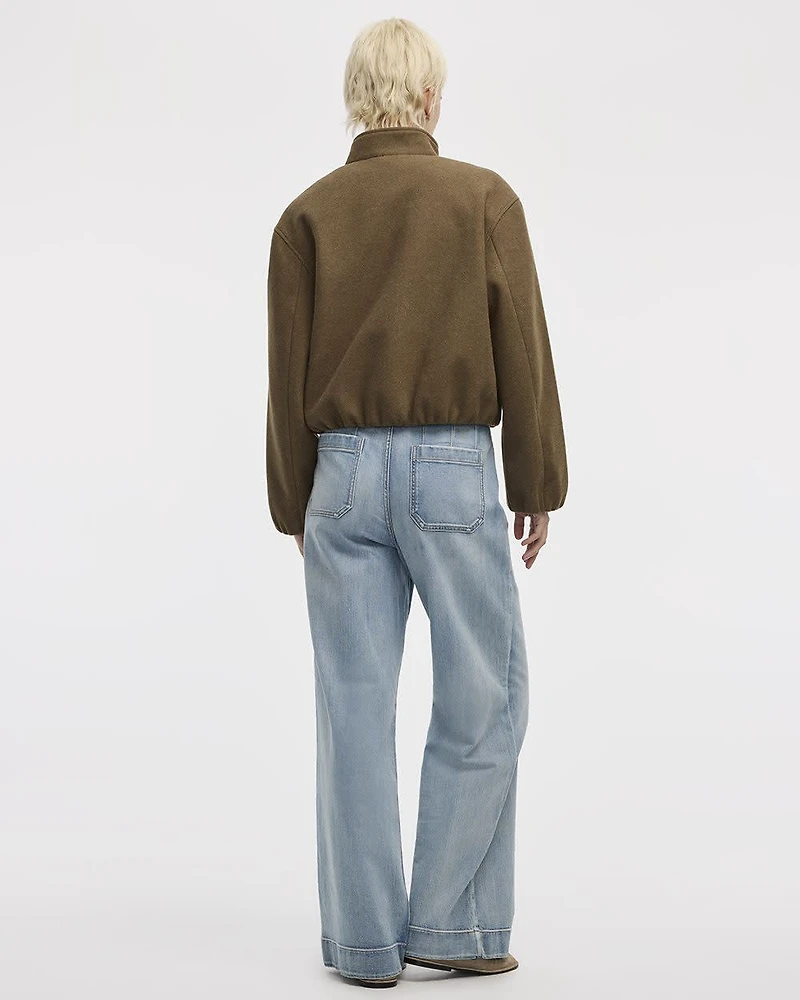 Veste style aviateur à boutons en fausse laine