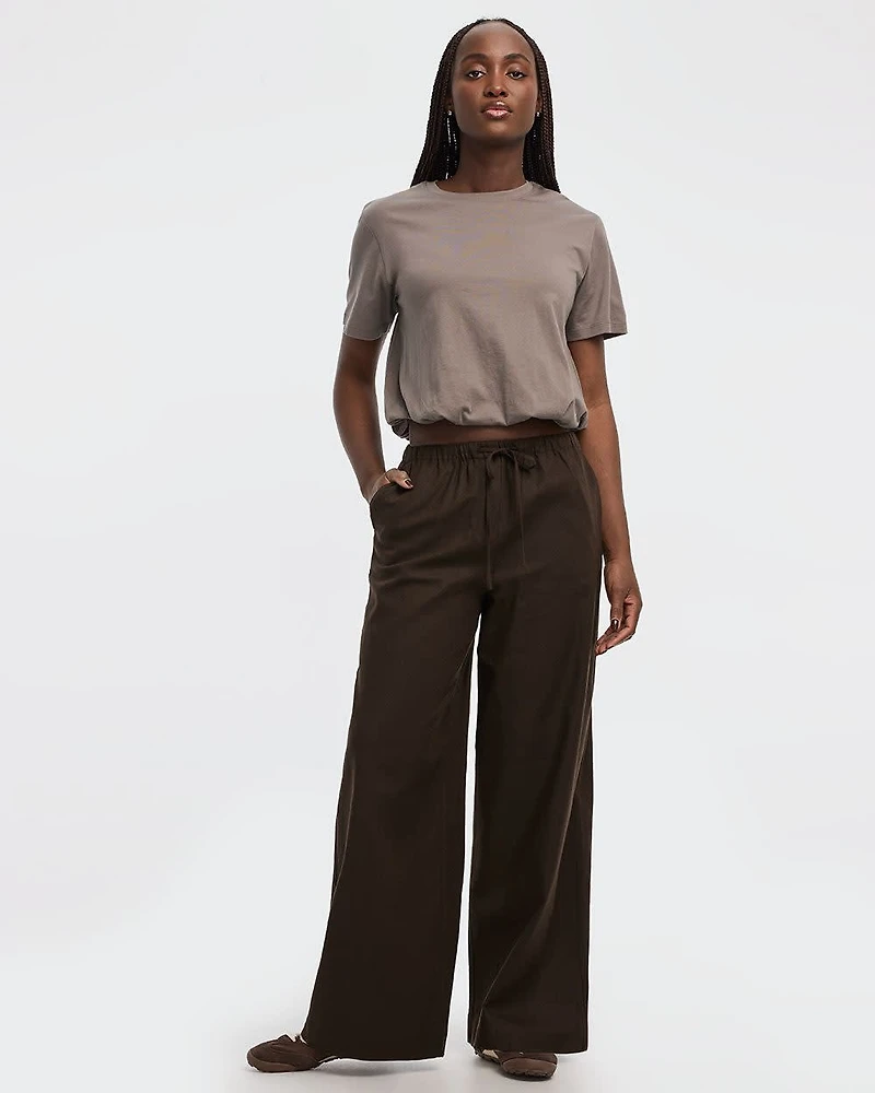 Wide-Leg Linen-Blend Pant