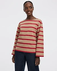Long-Sleeve Boat-Neck Top