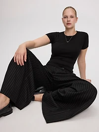 Fitted Crew-Neck Ribbed T-Shirt