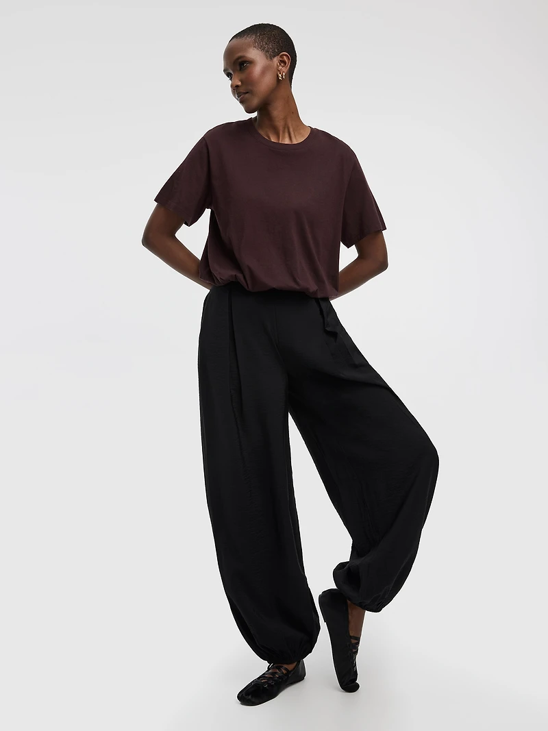 Balloon-Leg High-Rise Pull-On Pant