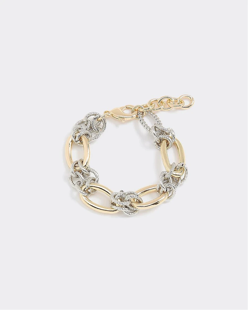 Two-Tone Chunky Link Chain Bracelet