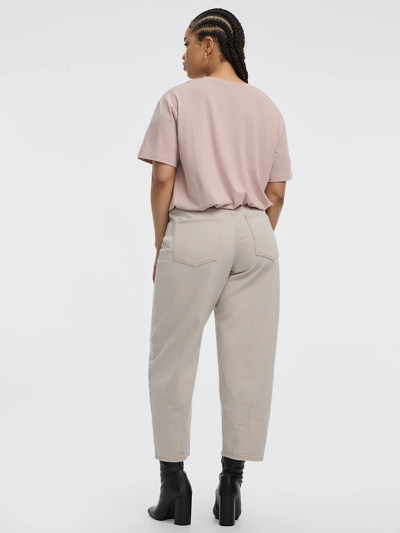 Crew-Neck Tee with Bubble Hem