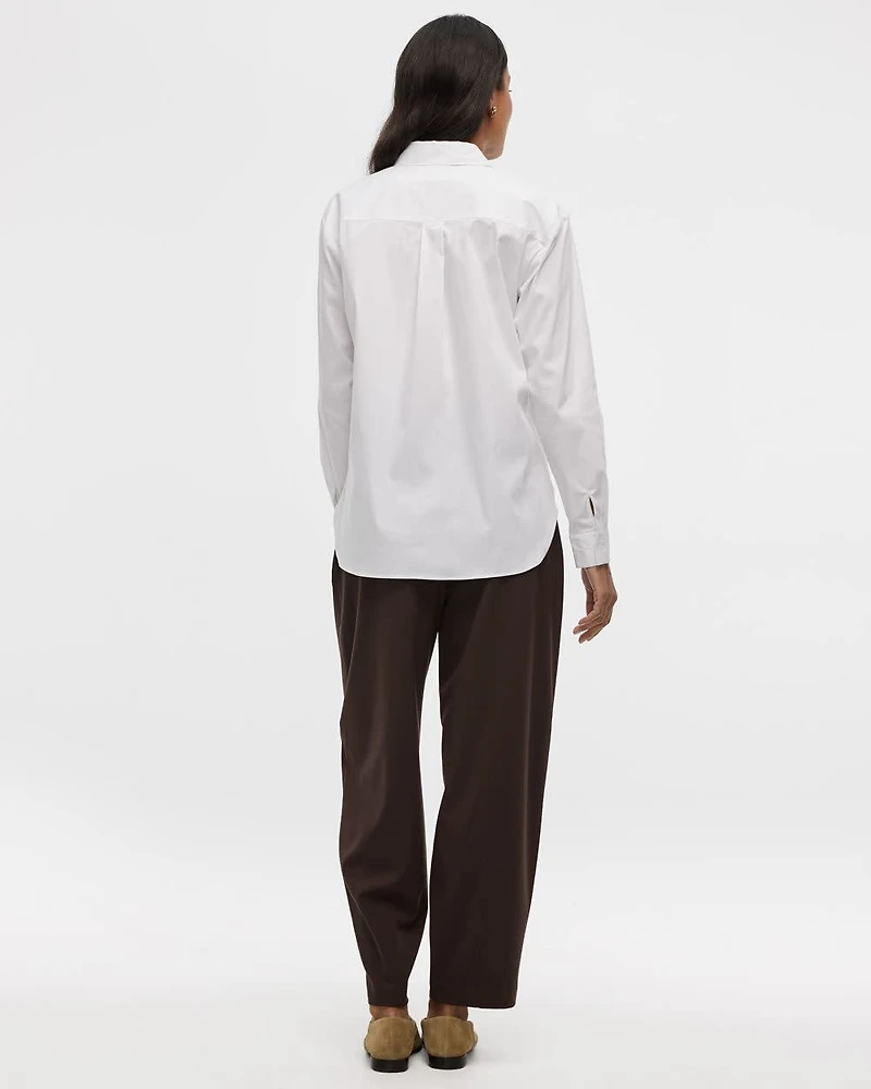 Long-Sleeve Poplin Shirt with Chest Pocket
