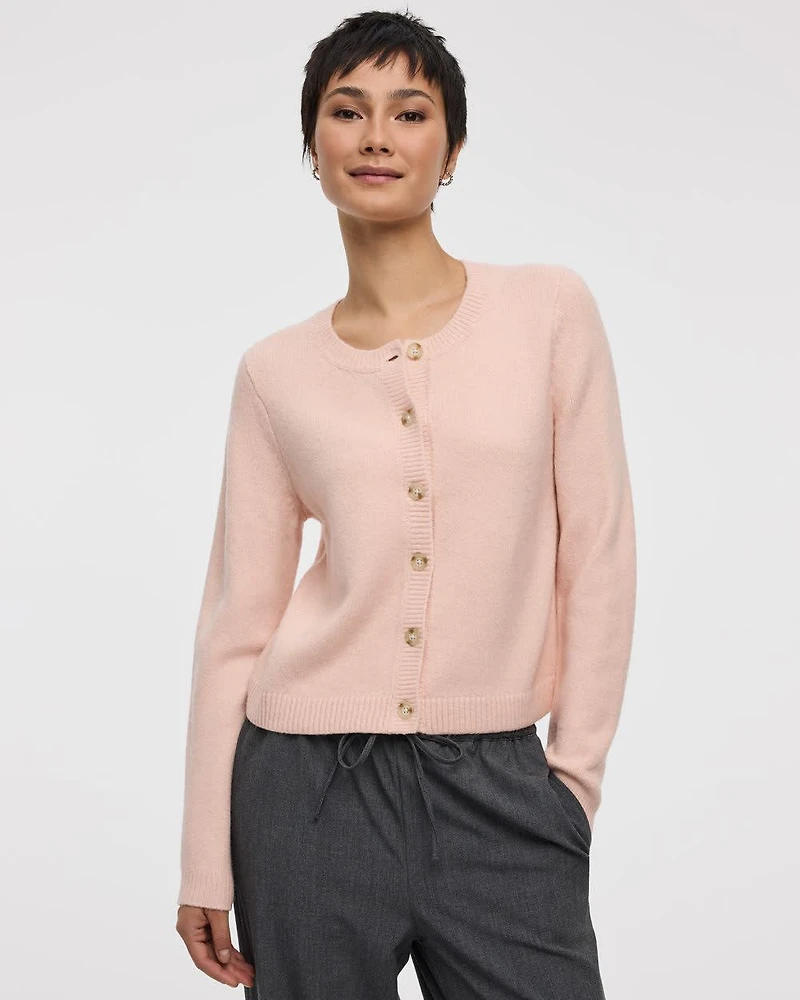 Long-Sleeve Crew-Neck PlushSoft Cardigan