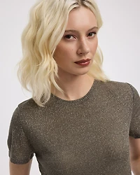 Short-Sleeve Crew-Neck Shimmery Tee