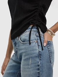 Haut à manches très courtes avec fronces latérales