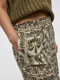 Pantalon à enfiler jambe large et taille haute