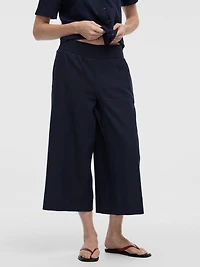 Cropped Wide-Leg Linen-Blend Pant