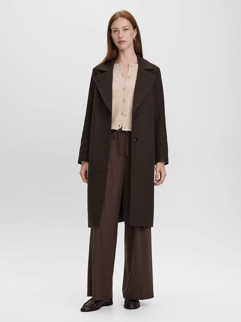 Manteau en laine à motif pied-de-poule