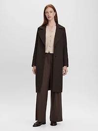 Manteau en laine à motif pied-de-poule