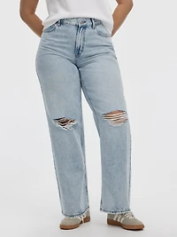 Mid-Rise Ripped Baggy Jean - Curvy Fit
