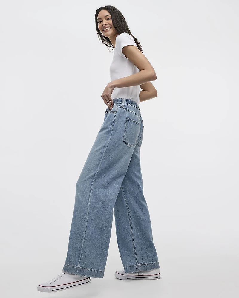 Wide-Leg Mid-Rise Jean with Drawstring