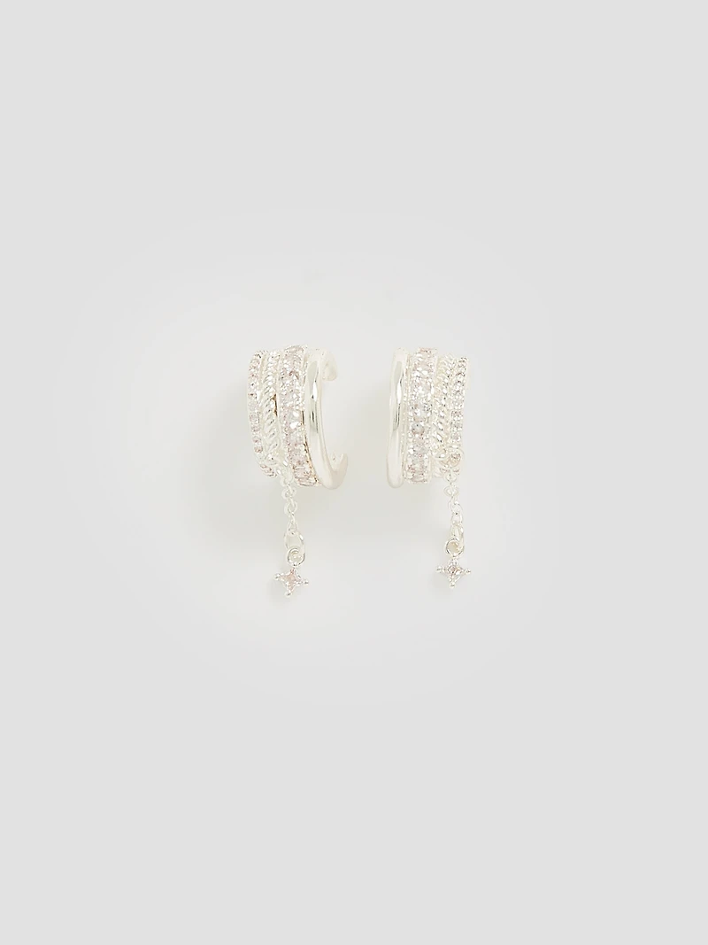 Rhinestone Encrusted Cuff Earrings